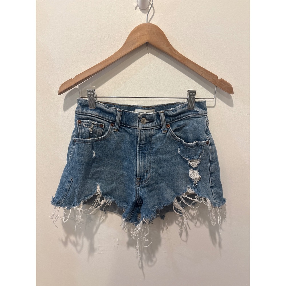 Abercrombie Fitch Curve Love The Mom Short Mid Rise D Jean Shorts Size 25